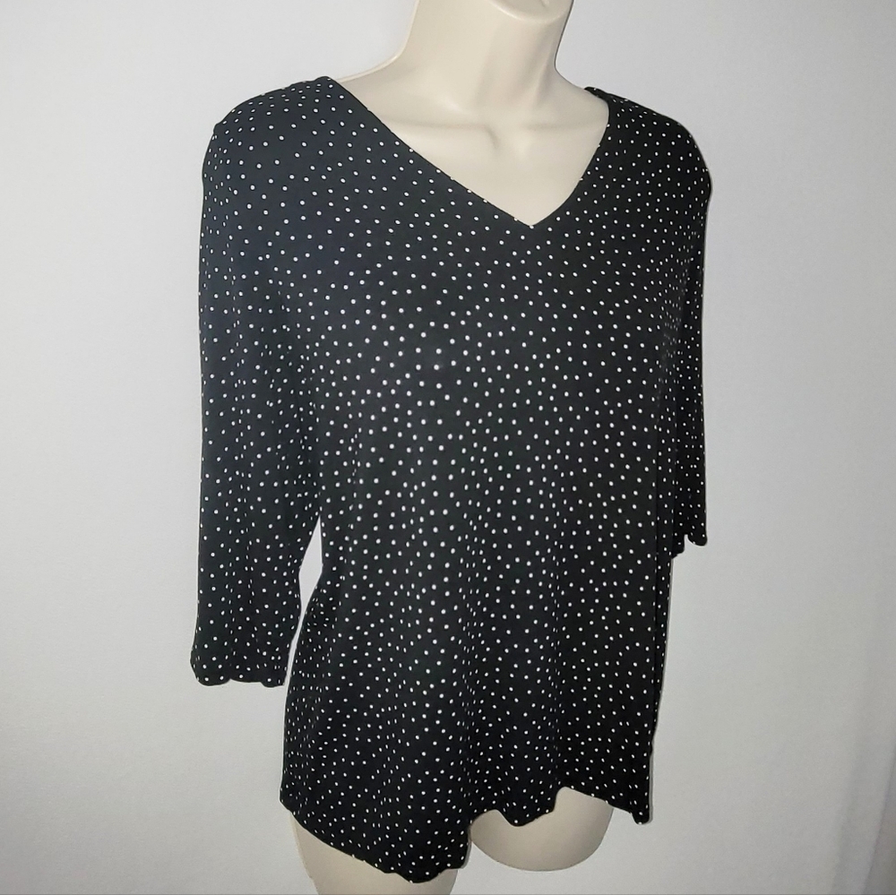 J.Jill Black Top Back Pleat Rayon Spandex Size LP